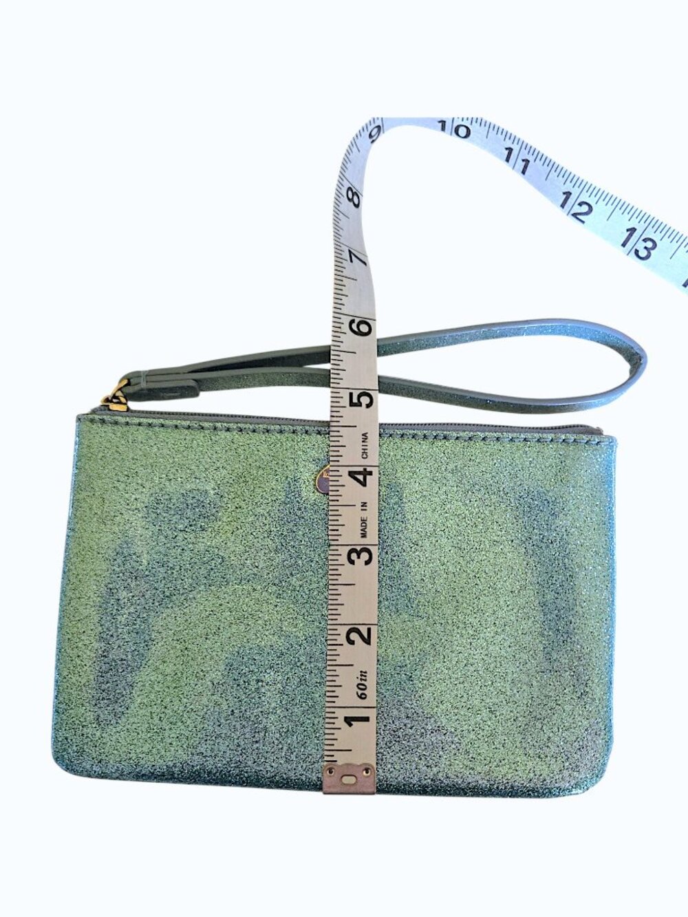 Kate Spade Bethann Glitter Bug Blue Wristlet Sparkle Zip Compact Wristlet Pouch - Picture 8 of 8